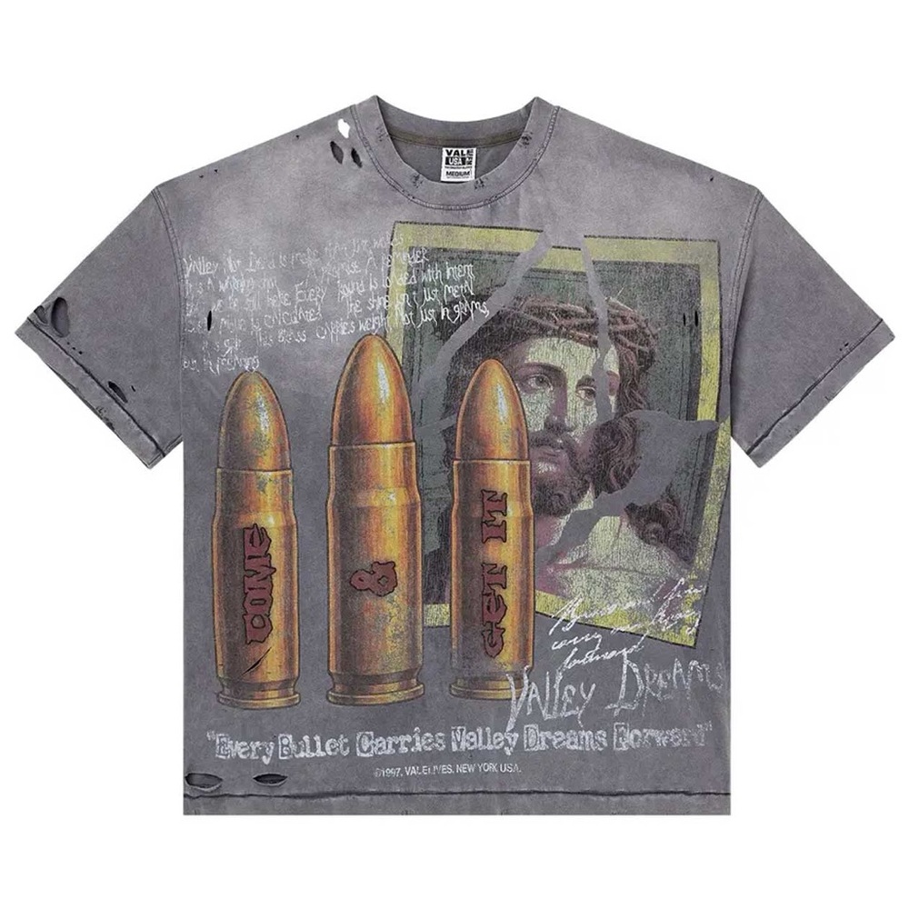 VALE FOREVER FAITH THRASHED TEE GREY SIZE S